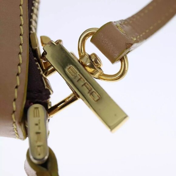 ETRO Paisley Shoulder Bag PVC Leather Brown Gold - Picture 6 of 15